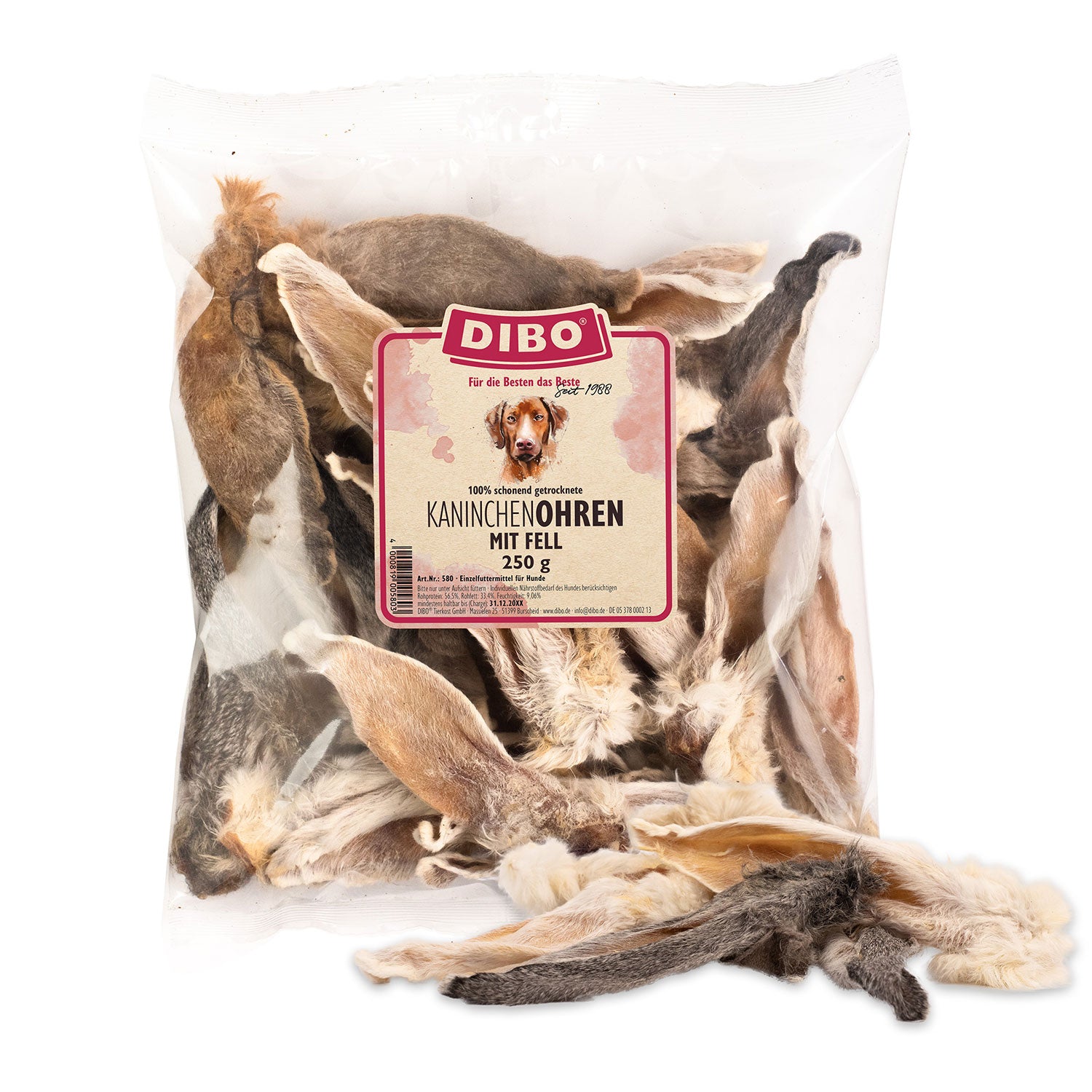 Dibo Kaninchenohren mit Fell, 250g