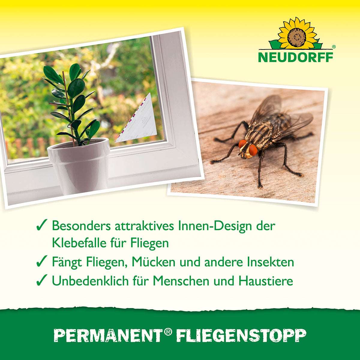 Neudorff Permanent FliegenStopp, Dreiecks-Klebefalle Anwendung